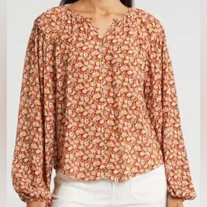 Joie Jenny Floral Balloon Sleeve Top‎
